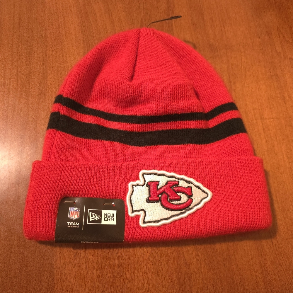 NEW NFL × New Era Kansas City Chiefs Red & Black Snow/Ski Knit Beanie Hat